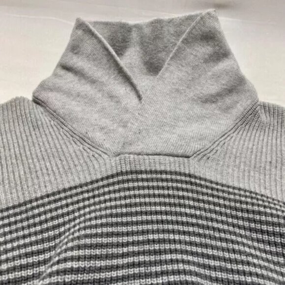Express Shawl Neck Sweater Men’s XL Gray Navy Stripes Cotton Blend Pullover EUC - Picture 10 of 10